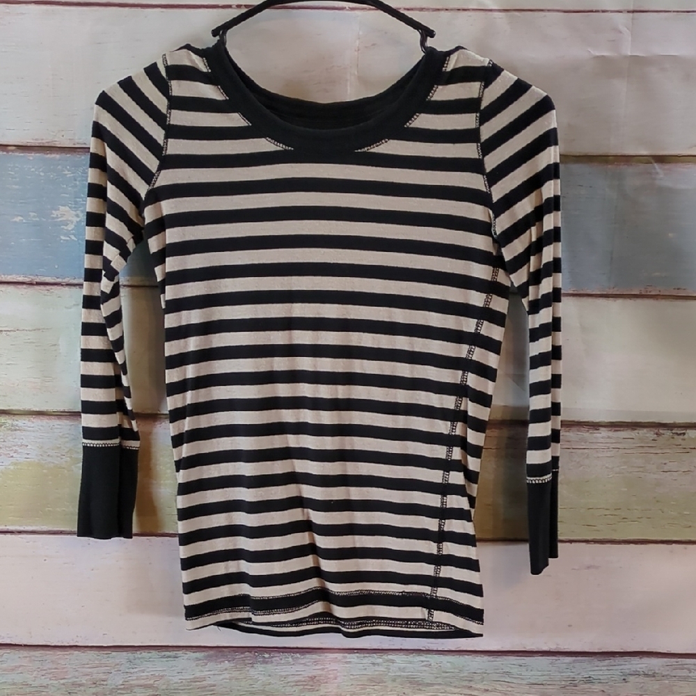 Poof Girl Black & White Striped Top
